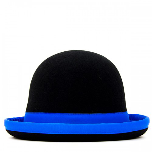 Melone schwarz mit blauer Borte